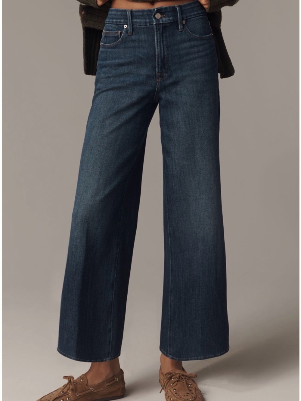 NWOT Good American Soft Tech Good Waist Cropped Palazzo Pants